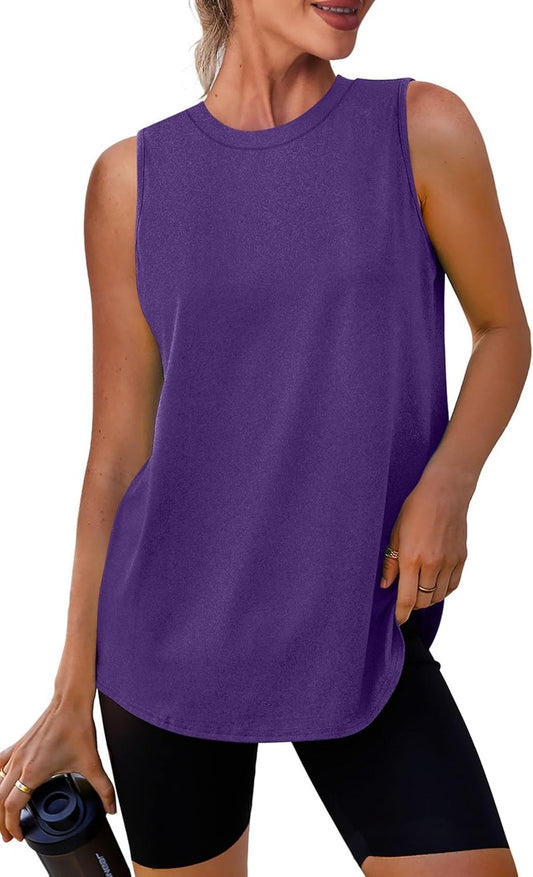 Women's Workout Tank Tops - Lightweight Sleeveless Athletic Shirt for Running, Yoga & Tennis | Loose Fit