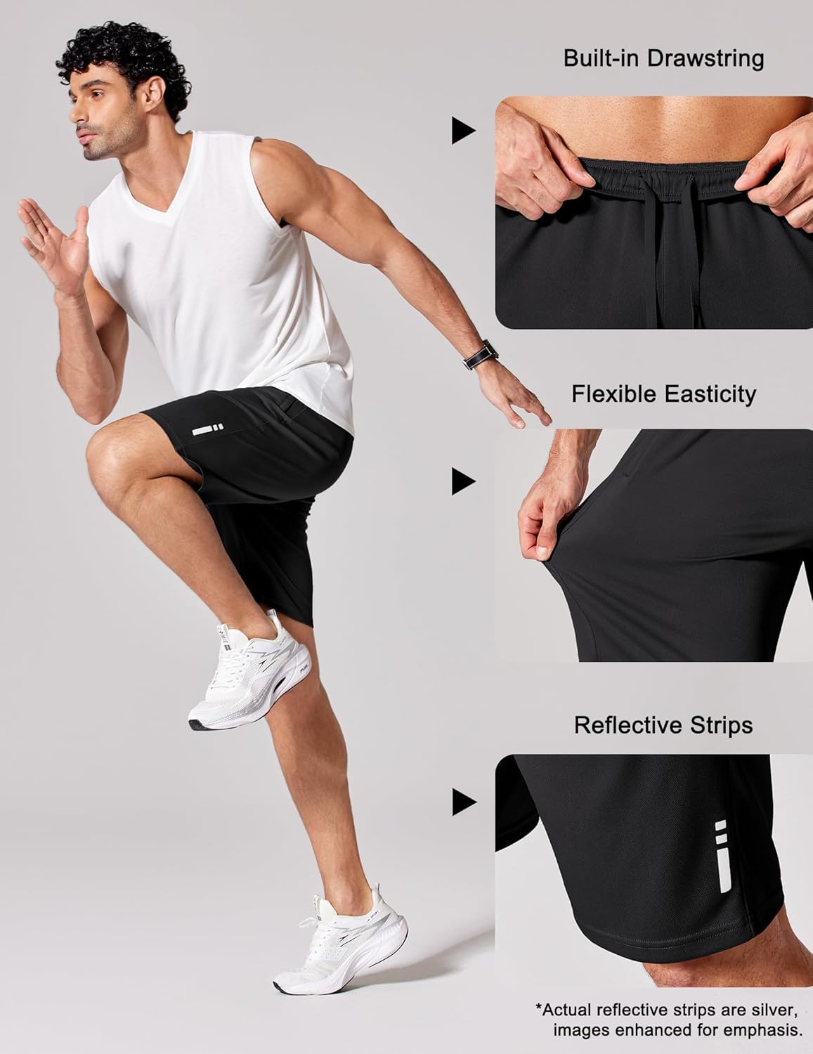 Men's Athletic Running Shorts - Lightweight Quick-Dry Mesh Gym Shorts with Zipper Pockets | 7"/9" Sizes