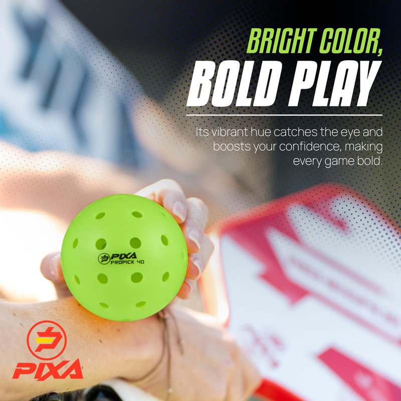 PIXA Propick 40 Unisphere Premium Outdoor Pickleball - USAPA Approved, Tournament Play, Durable Outdoor Pickleballs, Consistent Bounce,Smooth Flight,Competitive Play,Bright Yellow/Green,Pack of 12
