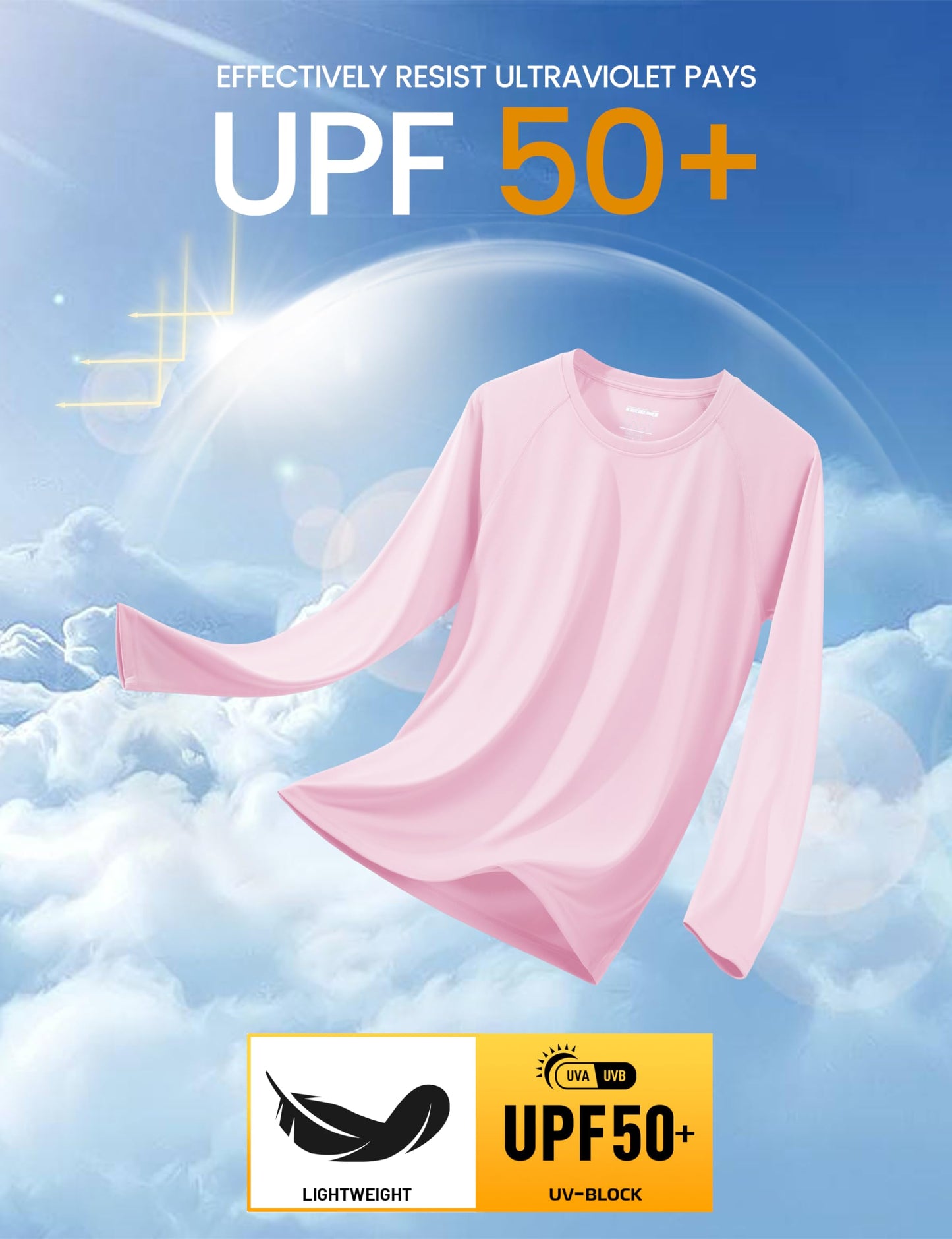 MAGCOMSEN Sun Shirts Men Long Sleeve Quick Dry Swim Fishing Summer Sun Protection UPF 50 UV Rash Guard Athletic Shirts Light Pink