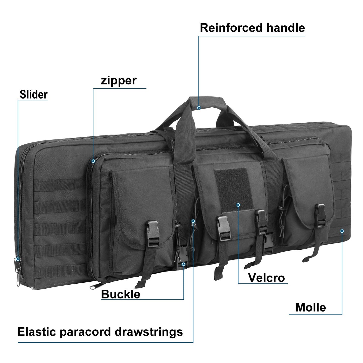 ZSearARMY Double Rifle Bag Firearm Transportation Long rifle Case Outdoor GUN Cases Water Dust Resistant Gun Bag for Tactical, Hunting, training, CS,Available Length in 38" Black