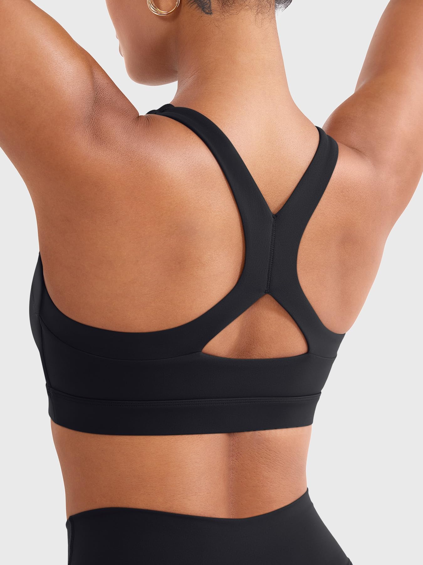 YEOREO LuxFlow Sports Bras for Women Medium Support Racerback Padded Sports Bra Square Neck Wireless Workout Gym Crop Top Black M