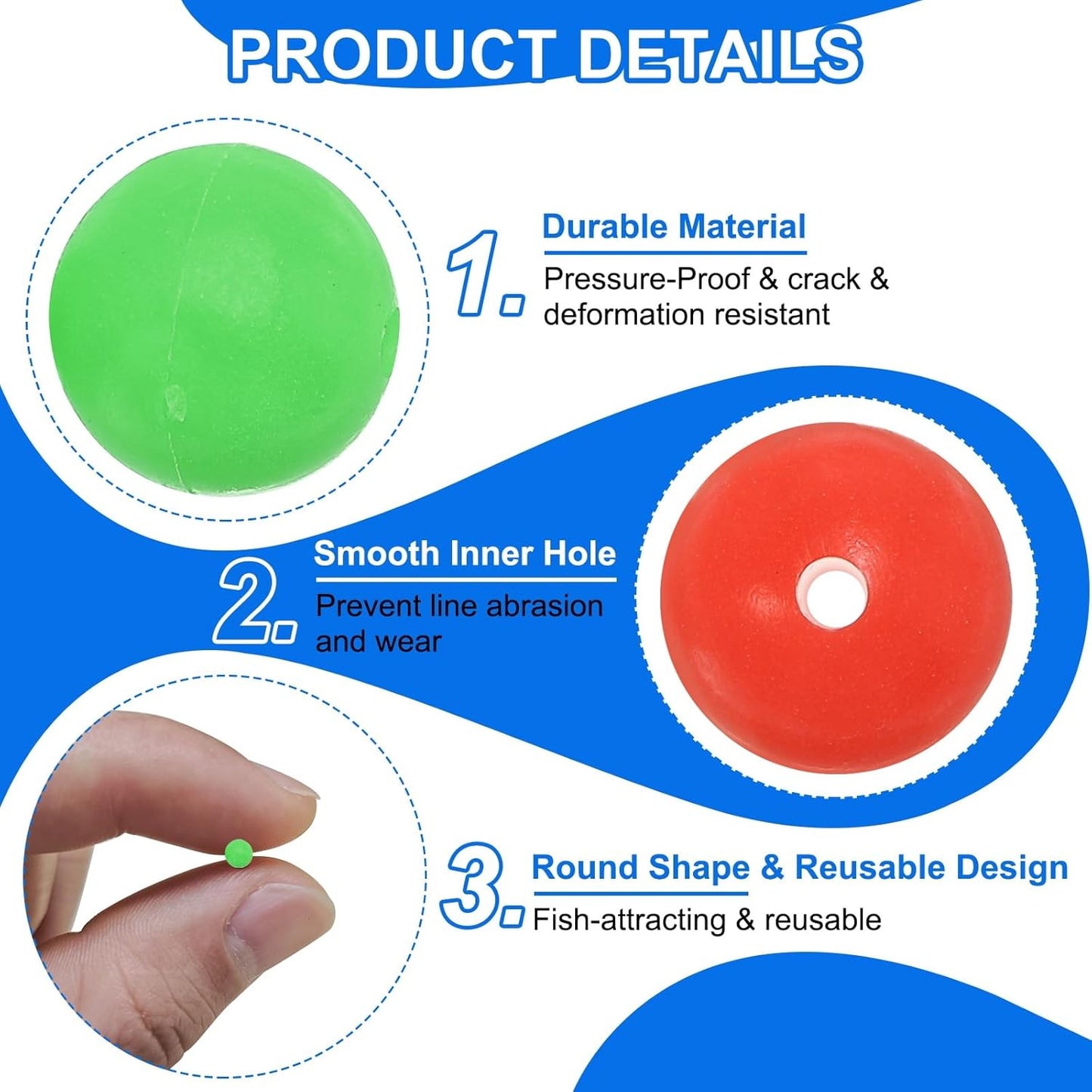 Glow Fishing Beads - Soft Plastic Bait Eggs for Lure Rigs | Saltwater & Freshwater Use