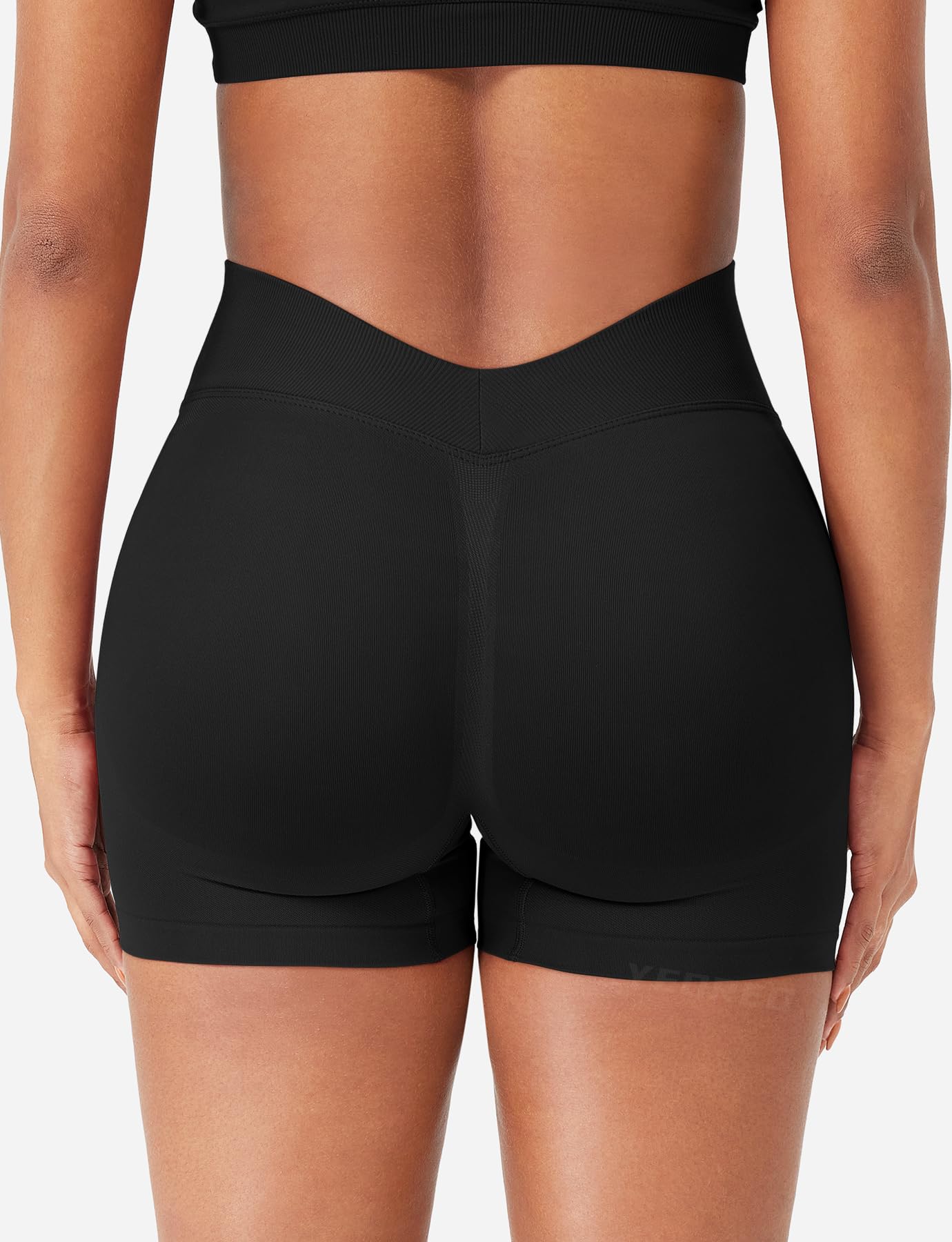 YEOREO SoftHue Workout Shorts for Women 3.6" Gym Impact Hidden Scrunch V Back Biker Shorts High Waisted Tummy Control Yoga