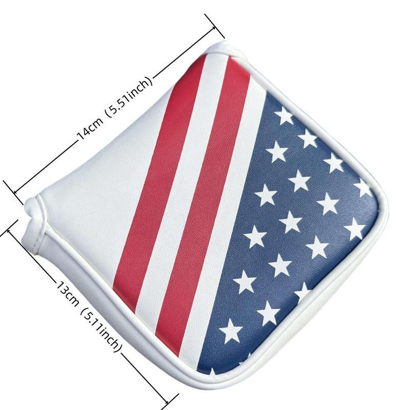 US Flag Golf Square Mallet Putter Head Cover Putter Headcover Magnetic Premium Synthetic Leather Patriotic Golf Club Cover for Men Golfer