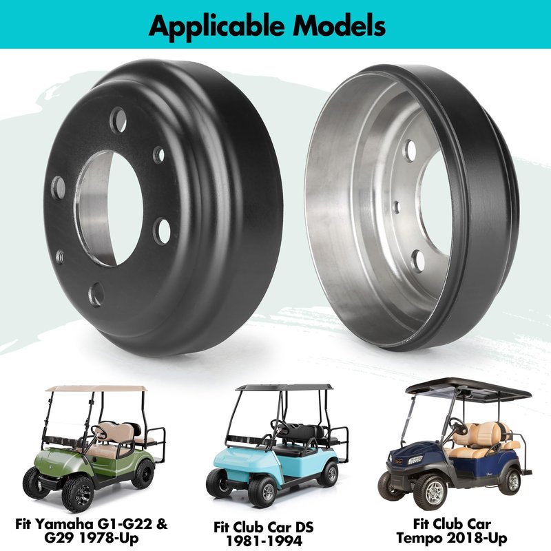 10L0L Golf Cart Brake Drums for Yamaha G1 G2 G8 G9 G11 G14 G16 G19 G22 & G29 1978-Up, Brake Hubs for Club Car DS 1981-1994, Club Car Tempo 2018-Up,OEM# JU0-G6521-00-00,J55-G6521-00, 1011137 (2 Packs)