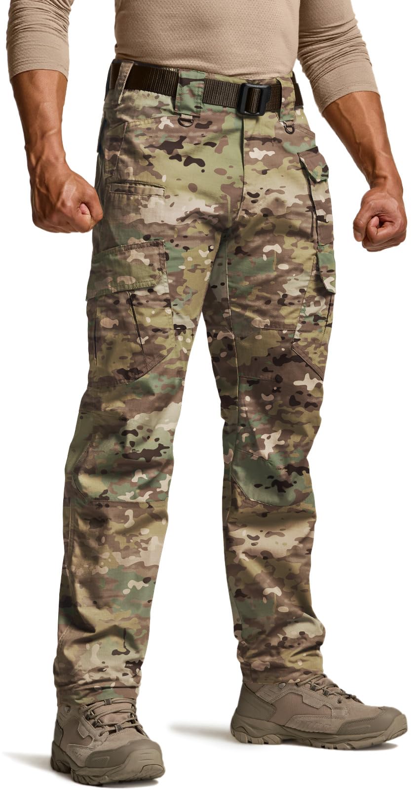CQR Men's Tactical Pants, Water Resistant Ripstop Cargo Pants, Lightweight EDC Work Hiking Pants, Outdoor Apparel, Duratex Mag Pocket Utility Camo, 40W x 30L