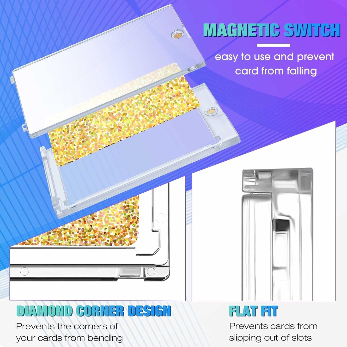 Magnetic Card Holder - 60 Pcs 100 Pt Clear Protectors for Baseball, Football & Hockey Cards