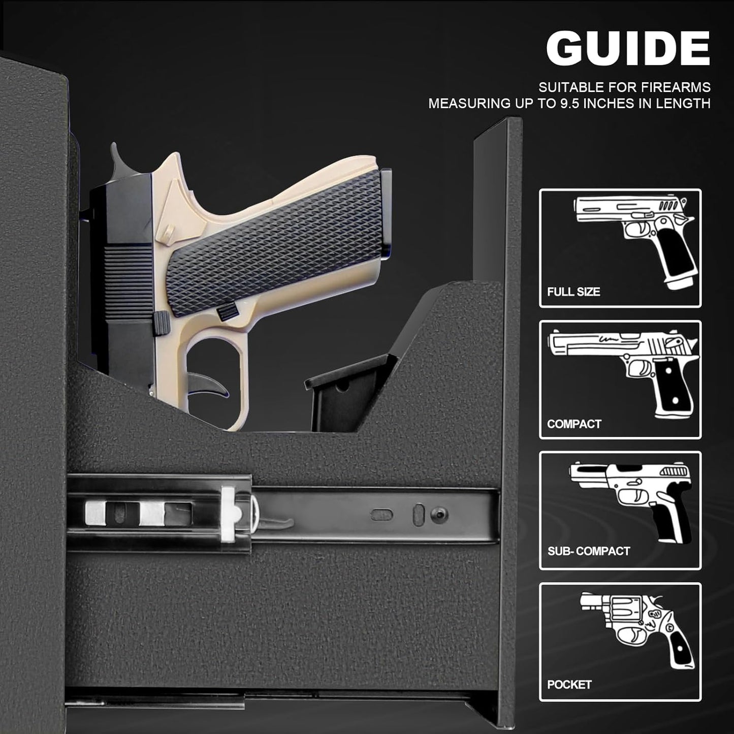 Biometric Handgun Safe - LCD Screen for Temperature, Humidity & Time | Nightstand, Desk, Wall, Truck Use