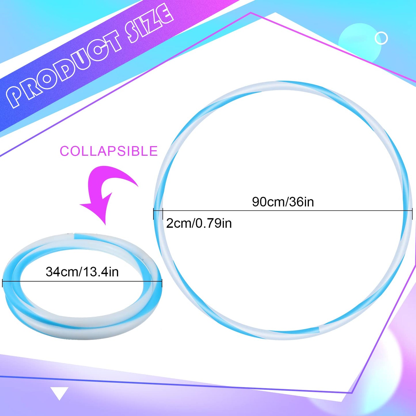 Jerify 4 Pcs LED Hoop Light up LED Glowing Lights Fitness Exercise Hoops 10 Color Changing Exercise Glowing Hoop for Halloween Party Favors Dance Dark Fitness (36 Inch)