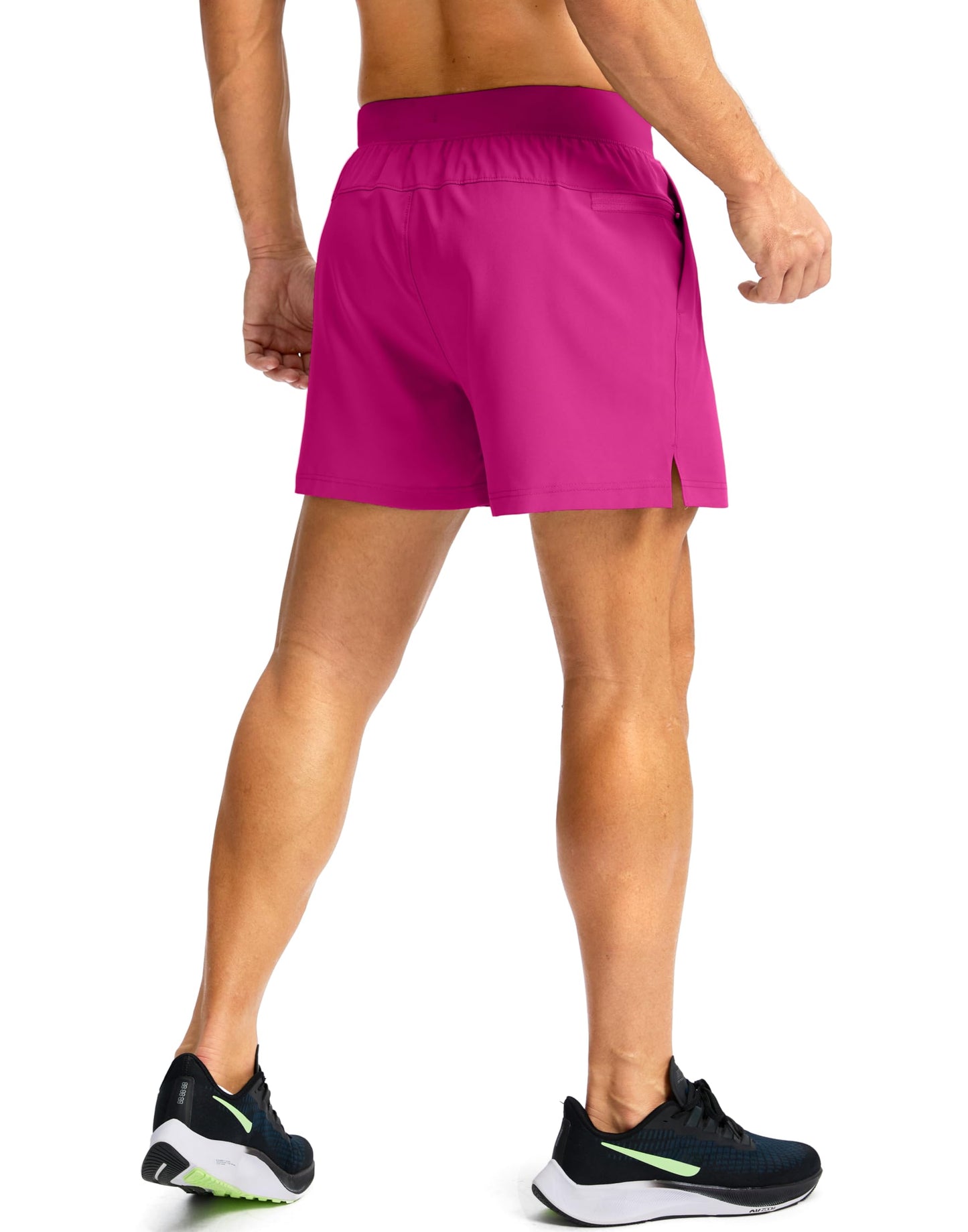 Soothfeel Men's Running Shorts with Zipper Pockets 9"/ 7"/ 5" Lightweight Quick Dry Basketball Gym Workout Athletic Shorts for Men (Hot Pink, M)