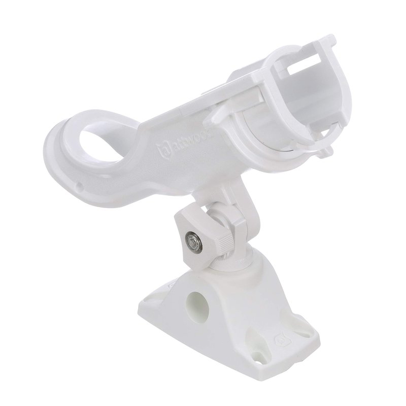 Attwood 5009W4 Heavy-Duty Adjustable Rod Holder, 180-Degree Vertical Adjust, Rapid-Release, White, Bait Casting/Spinning Reels