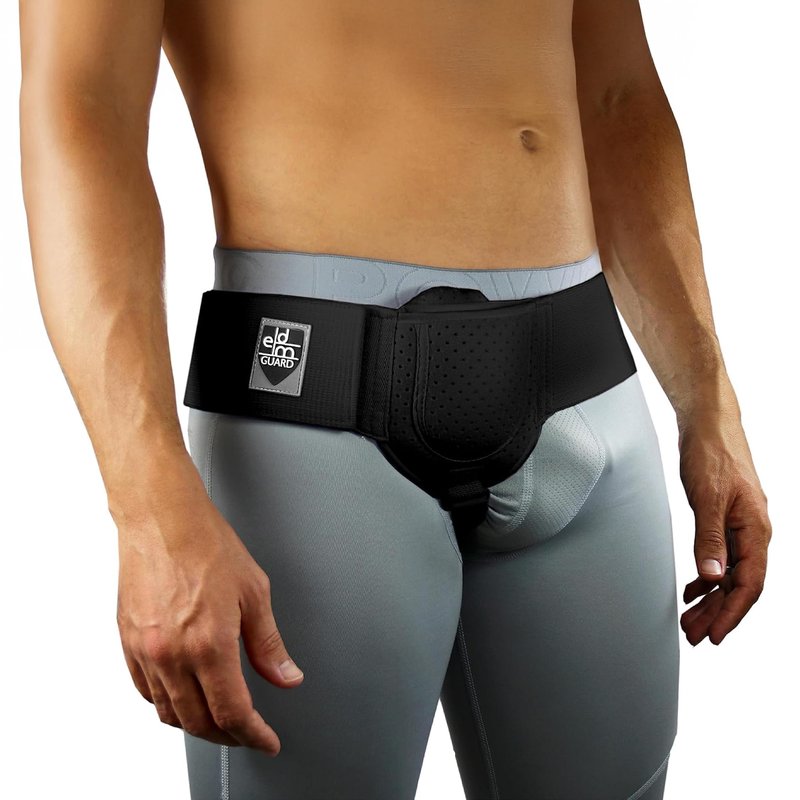 Everyday Medical Inguinal Hernia Belt for Men & Women - Post Surgery Groin Hernia Truss for Left/Right Side, Adjustable Inguinal Hernia Support Belt w/Compression Pad - Black, S/M