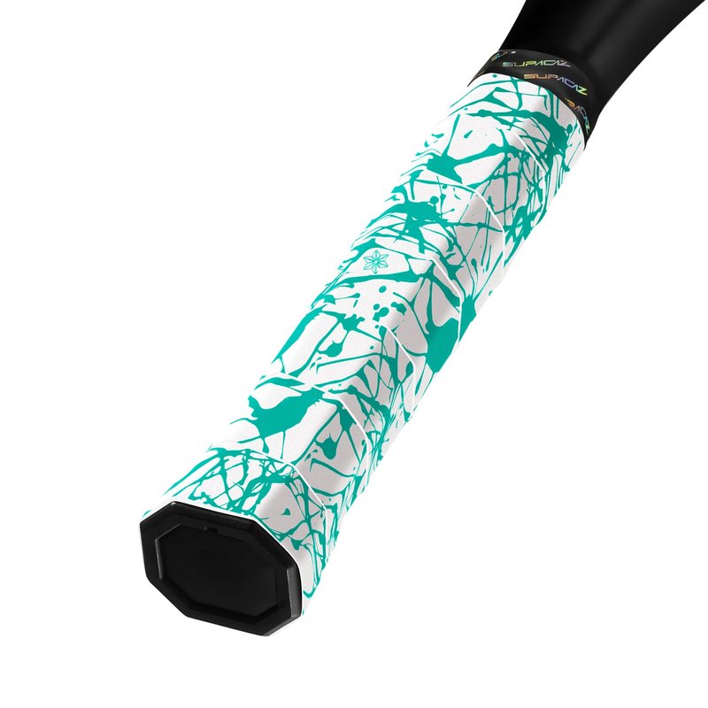 Supacaz Super Sticky Kush Mint Splat Tennis Overgrip - Racket Dry Overwrap - Racquet Grip Tape - Over Grip Wrap - 3pk