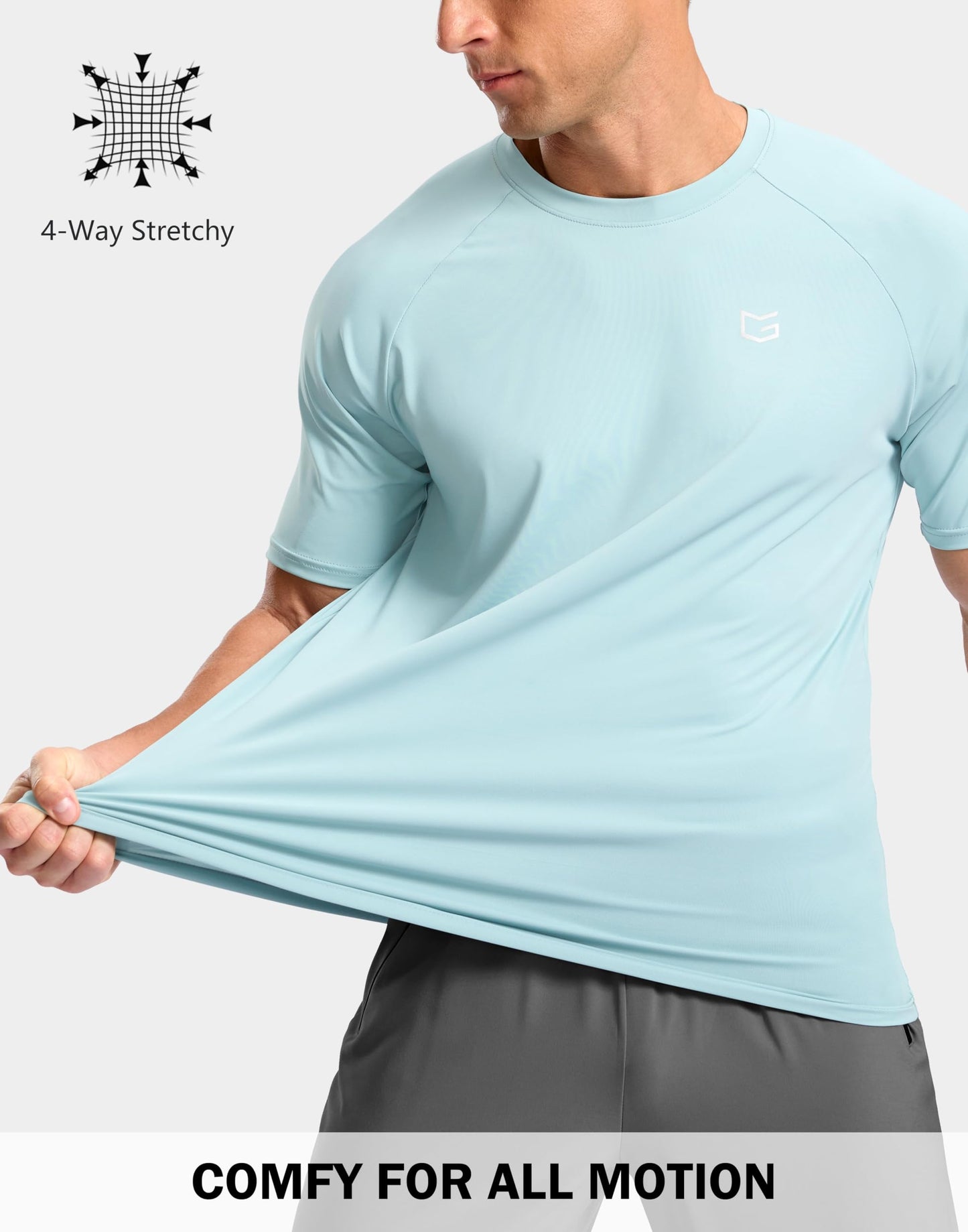 G Gradual Men's Athletic Workout T-Shirts Moisture Wicking Cooling Running Shirts Short Sleeve Performance Tee for Gym Tennis(Light Blue,3XL)