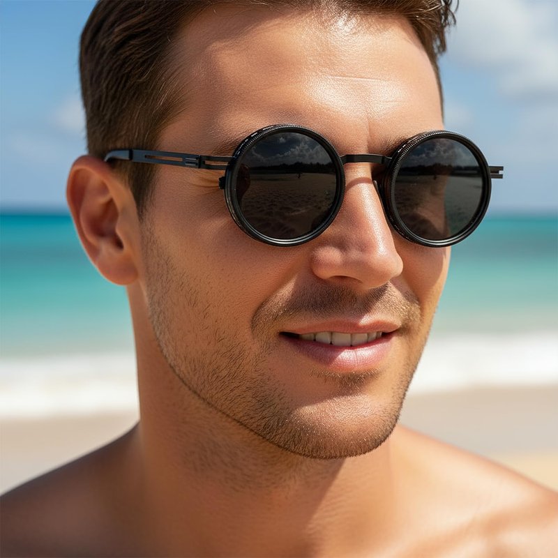 POSIKO Adjustable Tint Sunglasses | Custom Brightness | Steampunk Retro aluminum alloy Round Polarized Glasses with ND Filter Lenses