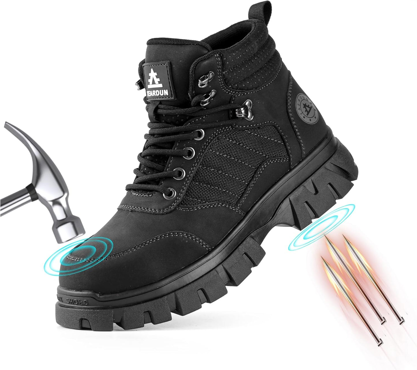 Steel Toe Boots for Men - Waterproof Non-Slip Work Shoes | Breathable Comfort & Lightweight Design