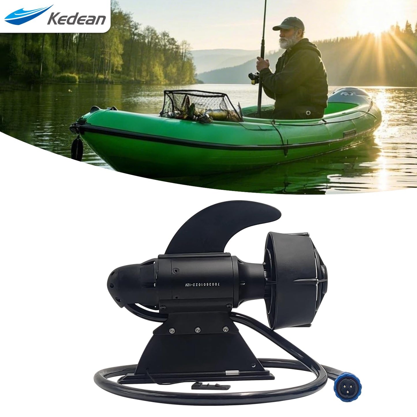Powerful Fishing Kayak SUP Float Tube Belly Boat Trolling Motor, Underwater Thruster for Paddle Board Electric Fin 600W 28 Lbs Thrust, 9KM/H (Battery not Included)