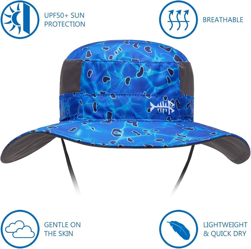 BASSDASH UPF 50+ Sun Fishing Hat - Water Resistant with Detachable Neck Flap for Ultimate Protection