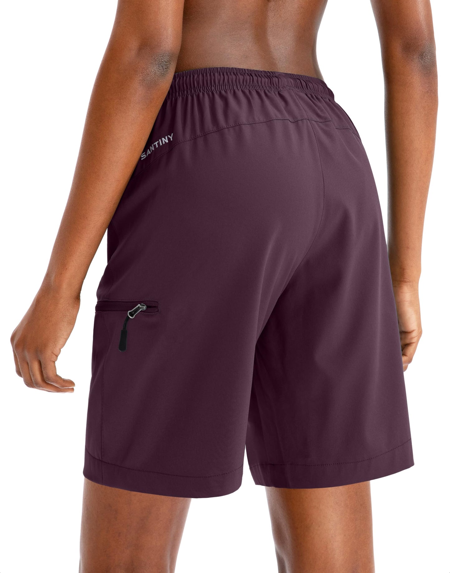 SANTINY Women's 5''/ 7''/9'' Hiking Cargo Shorts Quick Dry Lightweight Summer Shorts for Women Athletic Golf Zipper Pockets(Wine_S)