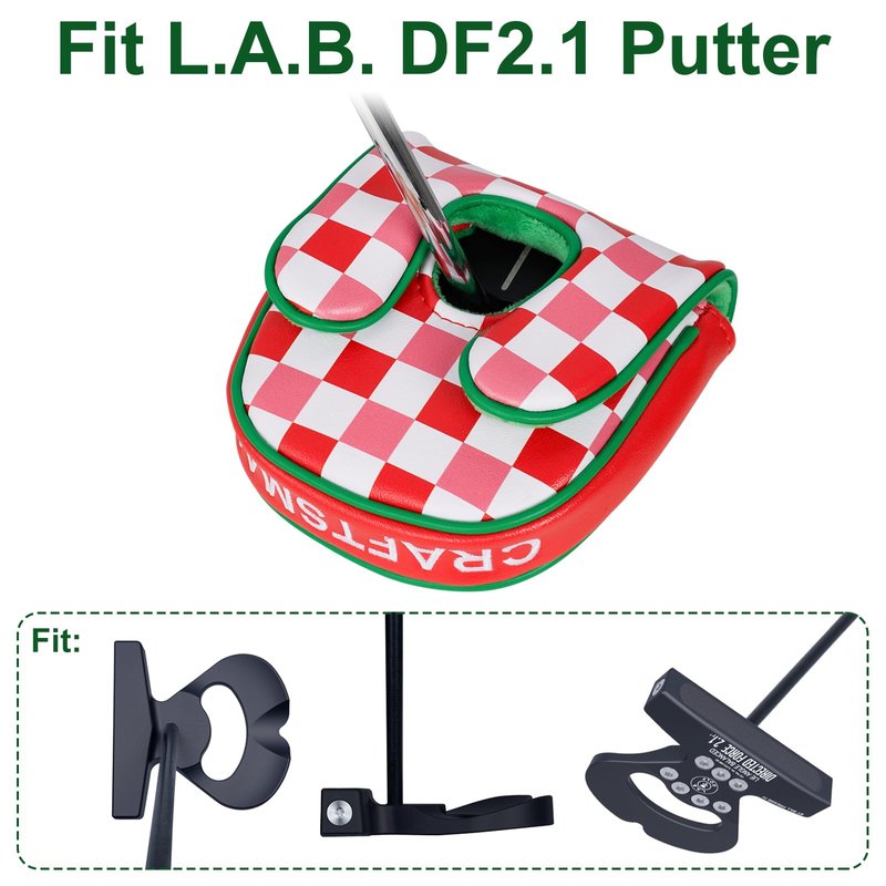 Craftsman Golf Club Cover DF2.1 Checked Putter Cover Center Shaft Putter Headcover Pizza Design Leather Golf Mallet Putter Cover