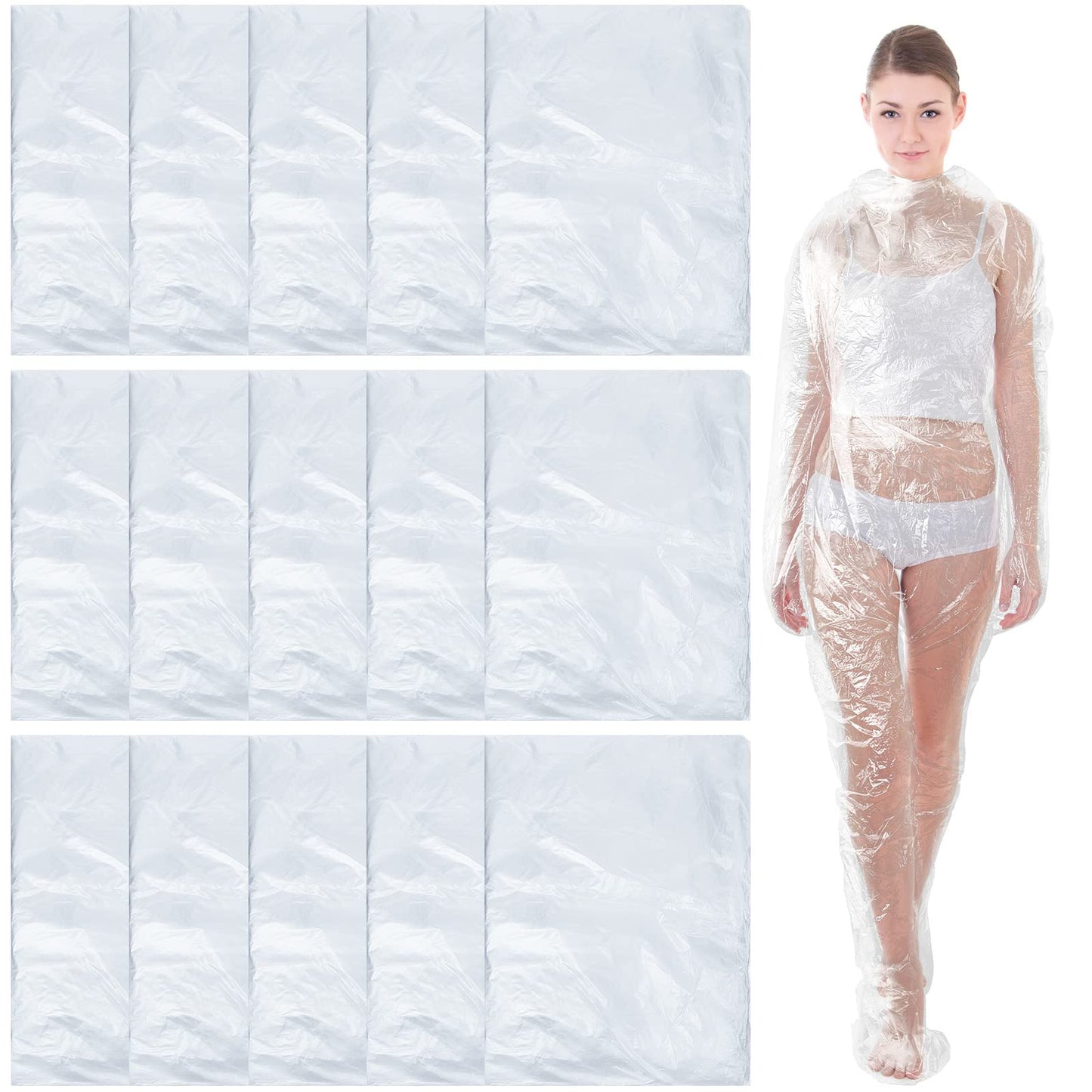 Xtinmee 20 Pcs Disposable Body Wraps PE Sauna Bath Suit Plastic Body Sauna Wrap for Spa Bathtub Men Women Weight Loss Detox