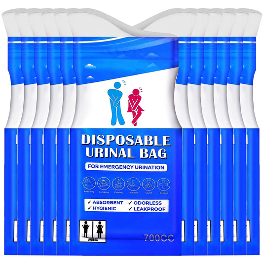 Disposable Urinal Bag, Portable Urine Bag, Portable toilet for adults, Unisex Urinal Bag for Men Women Children, Emergency pee/wee bags, vomit bags for Car, Traffic Jams, Camping, Travel (Blue, 12)