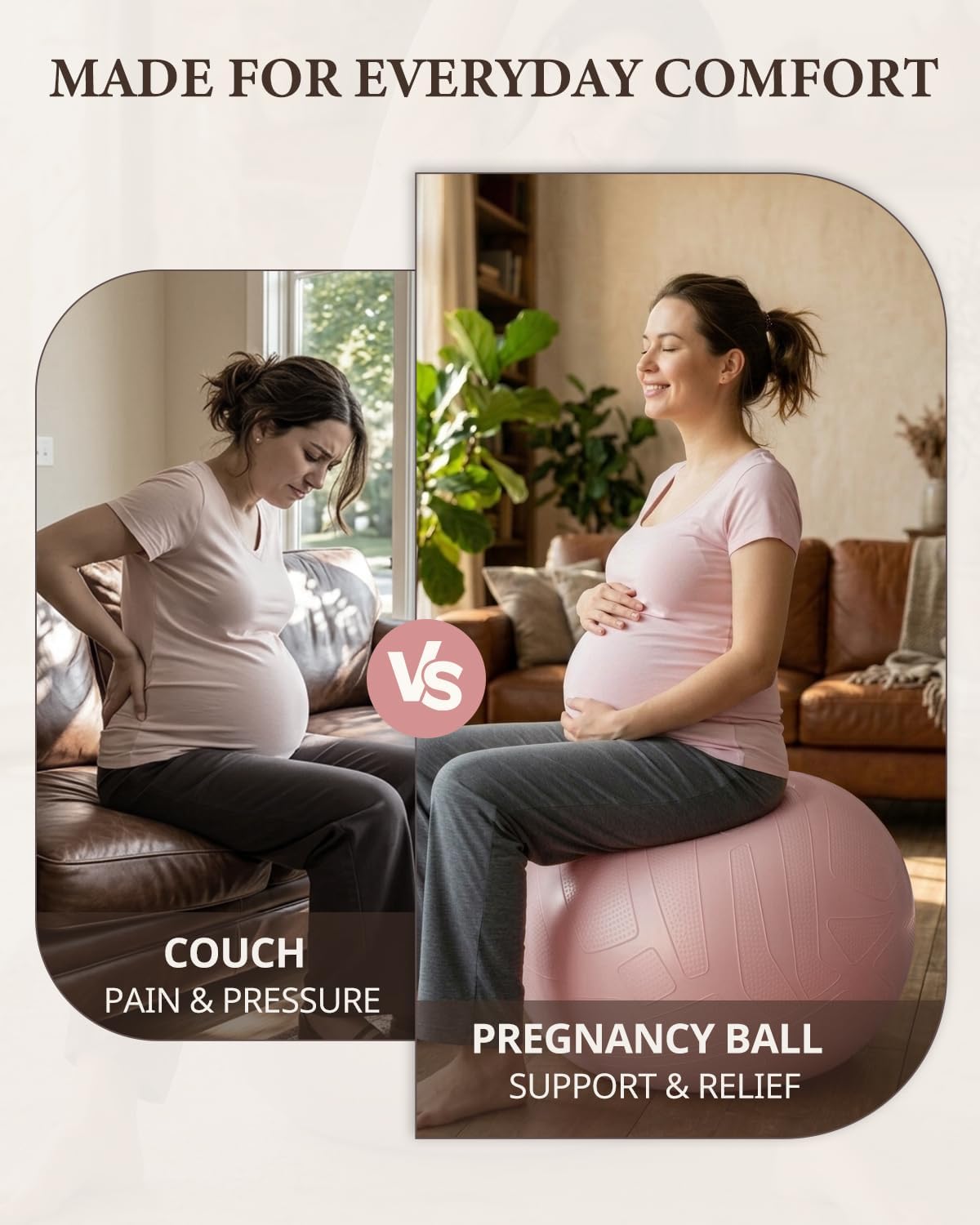 Trideer Pregnancy Birthing Ball - Extra Thick 1.7mm Yoga Ball for Maternity & Labor | 1000LB Anti-Burst Non-Slip Stability