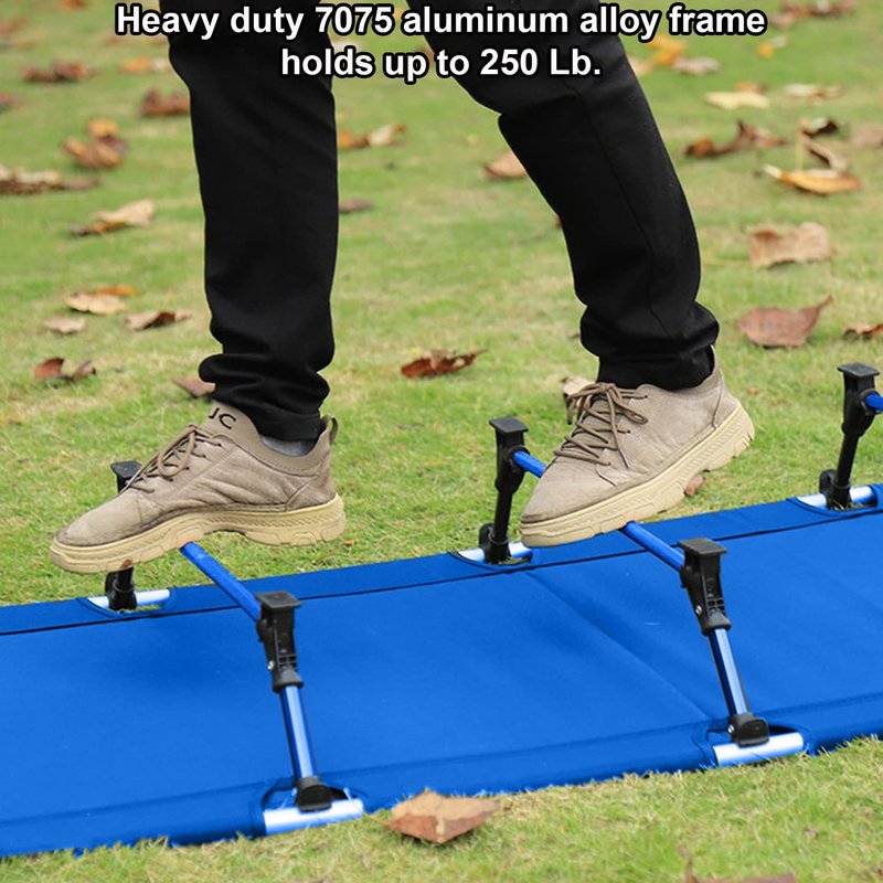 Kids Camping Cot and Toddler Travel Bed | Lightweight and Compact Cots for Sleeping | Portable Folding Cot for Toddler, Kids, Youth and Even Adults (Blue, 63" x 23.5")