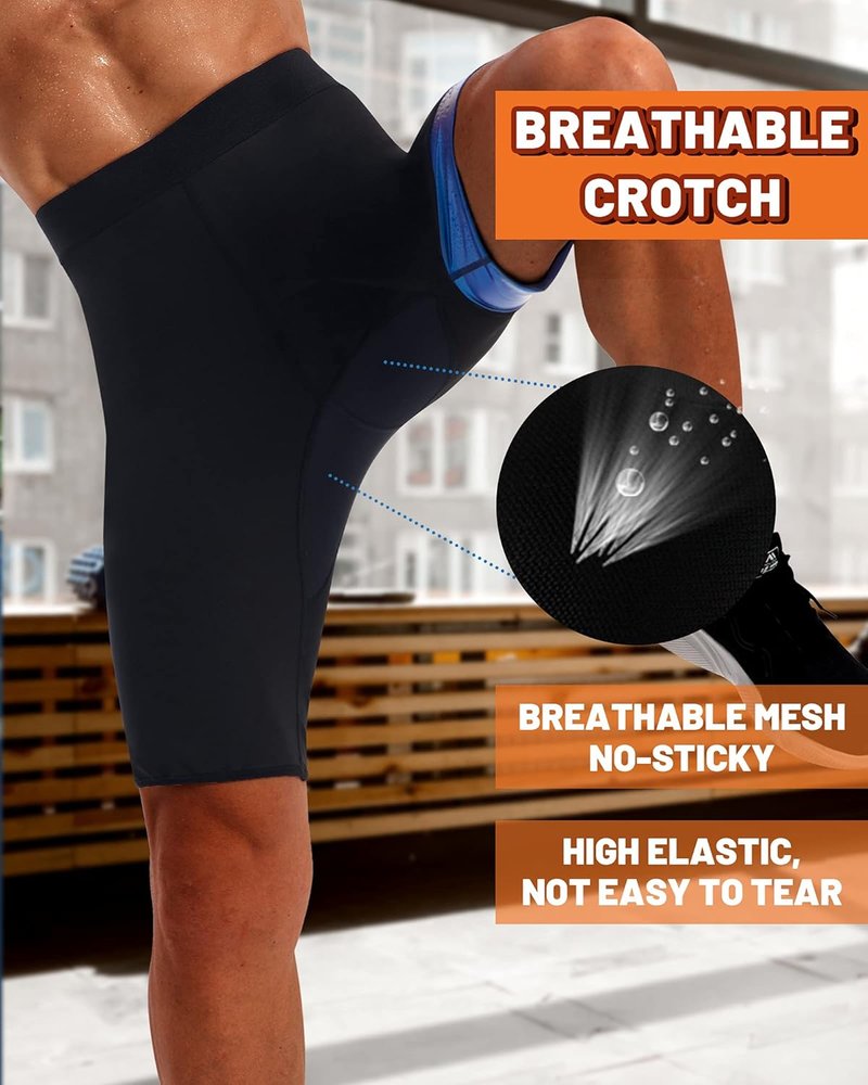 Men's Sauna Sweat Short Pants - Hot Thermo Compression Leggings for Workout & Body Shaping | High Waist Design