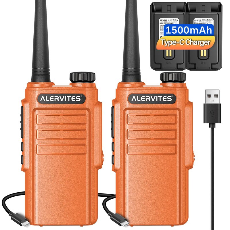 Walkie Talkies Long Range for Adults with Earpieces,Strong Encrypted Walky Talky Rechargeable UHF Handheld Two Way Radios with Noise Reduction,VOX and USB-C Charger for Camping Hiking Hotel,2Pack