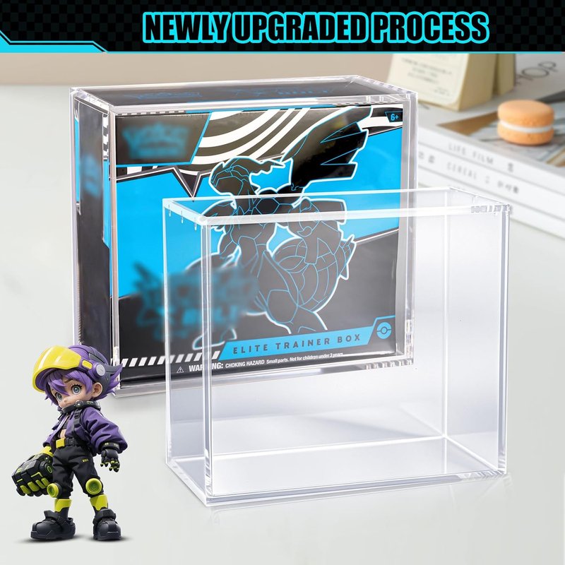 Acrylic Display Case for Trading Cards - 2-Pack Stackable Protector with Ultra-Thick Walls & Strong Magnets | Fits Elite Trainer Boxes