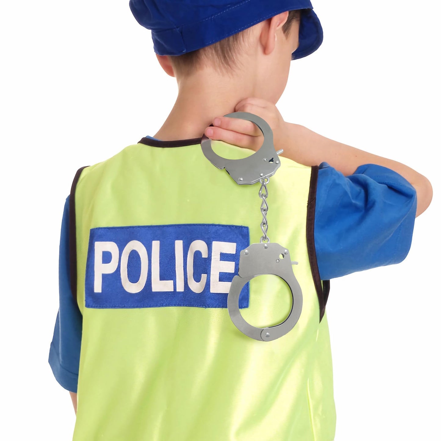 HOHAJIU Toy Handcuffs with Keys Metal Toy Handcuffs for Kids (Silver)