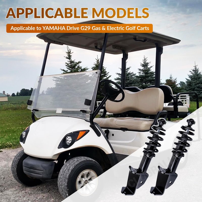 CLUBRALLY Front Shocks Absorber Set Applicable to Yamaha Drive G29 Golf Carts Passenger Side and Driver Side, OEM#JW2-F3390-00-00, JW2-F3350-00