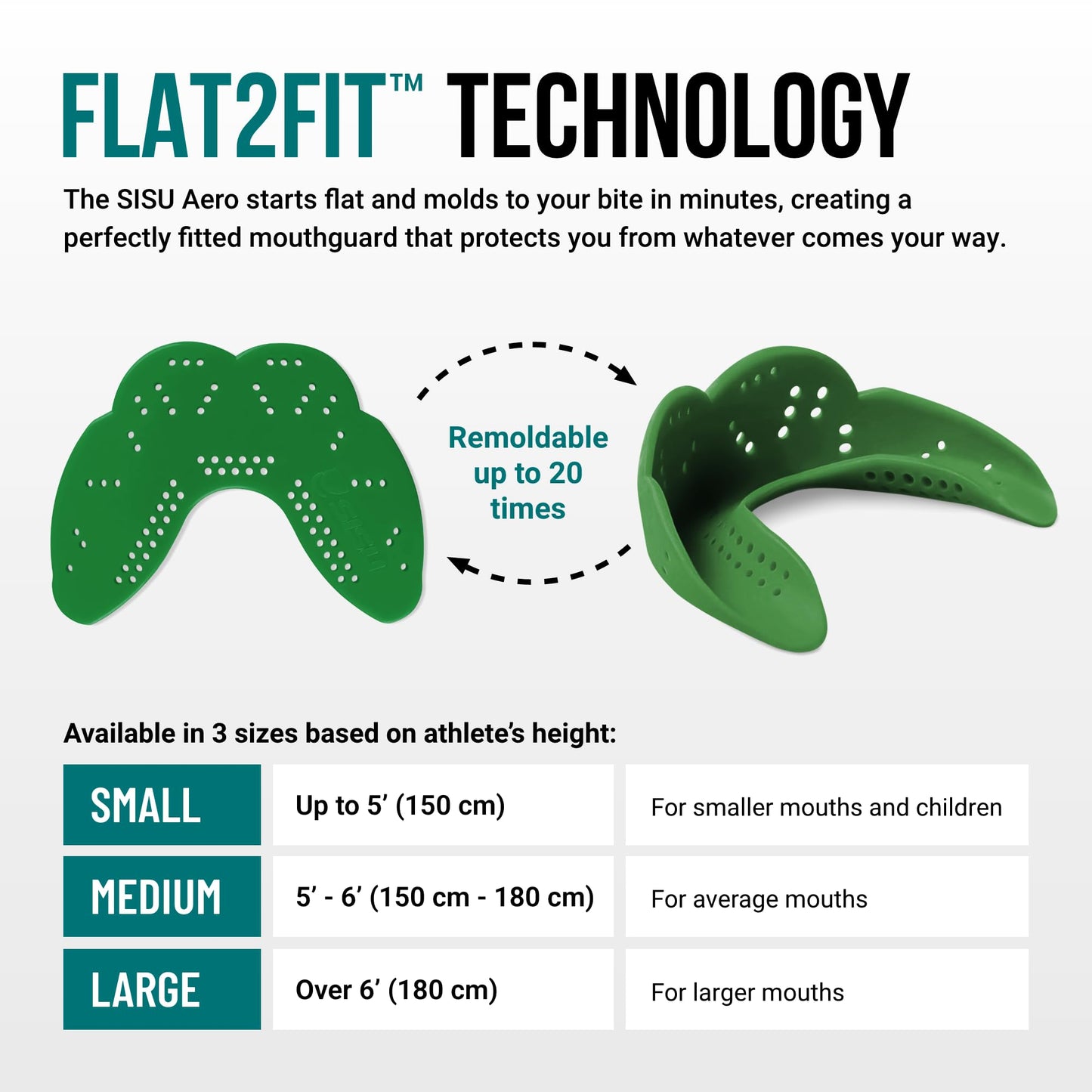 SISU Aero Medium Mouthguard, Forest Green - 30% Stronger Protection for Lacrosse, Football, Hockey, Roller Derby, Team Sports - Remoldable Up to 20 Times - Ultra Slim - Works for Braces - Non Toxic