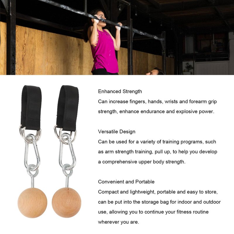 Tissting Pull Up Ball Grip, Wooden Nonslip Training Tool for Strength Enhancement - Versatile Home Gym Equipment for Arm and Hand Strengthening, Compact and Portable for Indoor and Outdoor Use