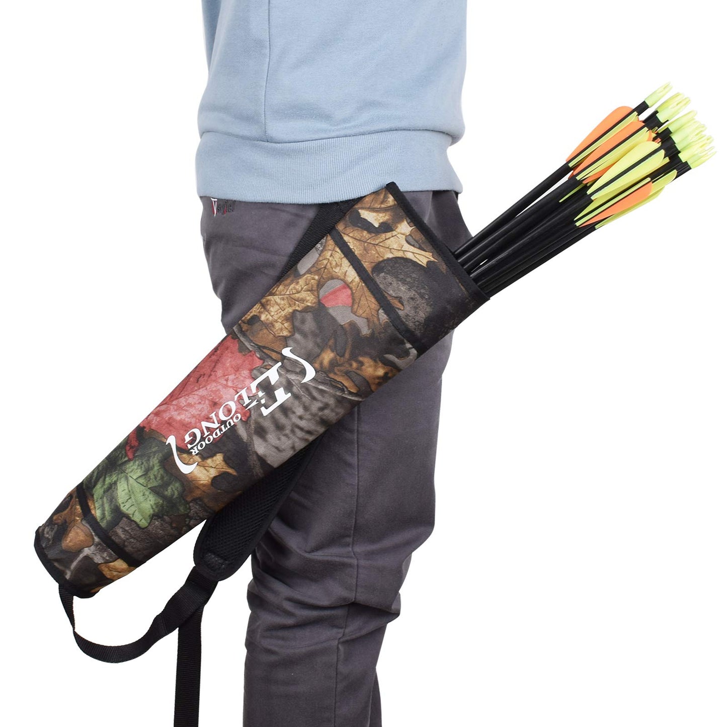 EOUS Archery Arrow Holder for Youth Kid Childrens Arrow Quiver Bags for Arrows Kids,Back and Hip Side Quiver,CAMO
