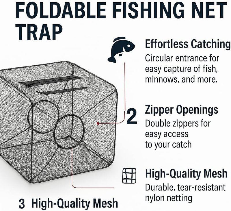 Fish Minnow Trap | Foldable Fishing Net 2-Pack for Easy Catching