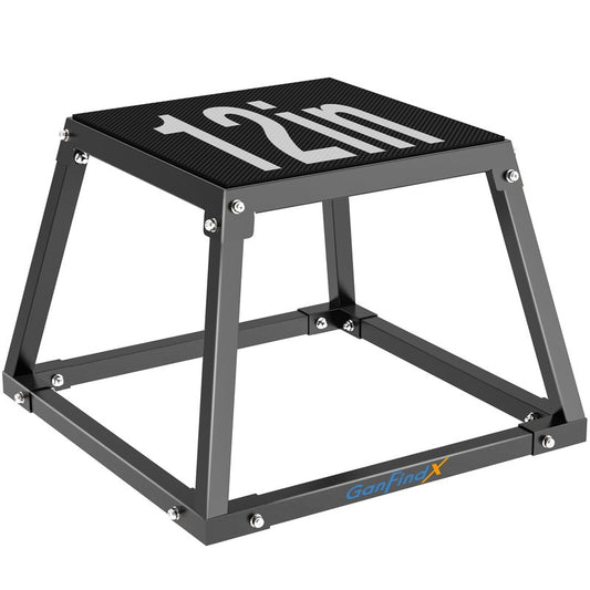 GanFindX Steel Plyometric Jump Box,12/13/18 Inch Heavy Duty Plyo Platform, Non-Slip Workout Step Box for Home Gym, Agility, Strength & Conditioning Training