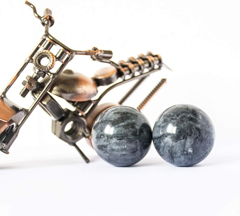 Baoding Balls - Dark Grey Stress Relief Exercise Balls | Natural Marble, 1.4" Diameter