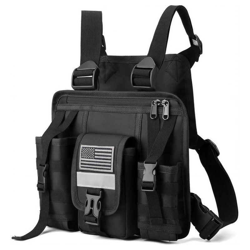 LUITON Radio Chest Harness with Reflective Strips Shoulder Holster Radio Vest Holder Two Way Radio Vest Rig Walkie Talkie Case