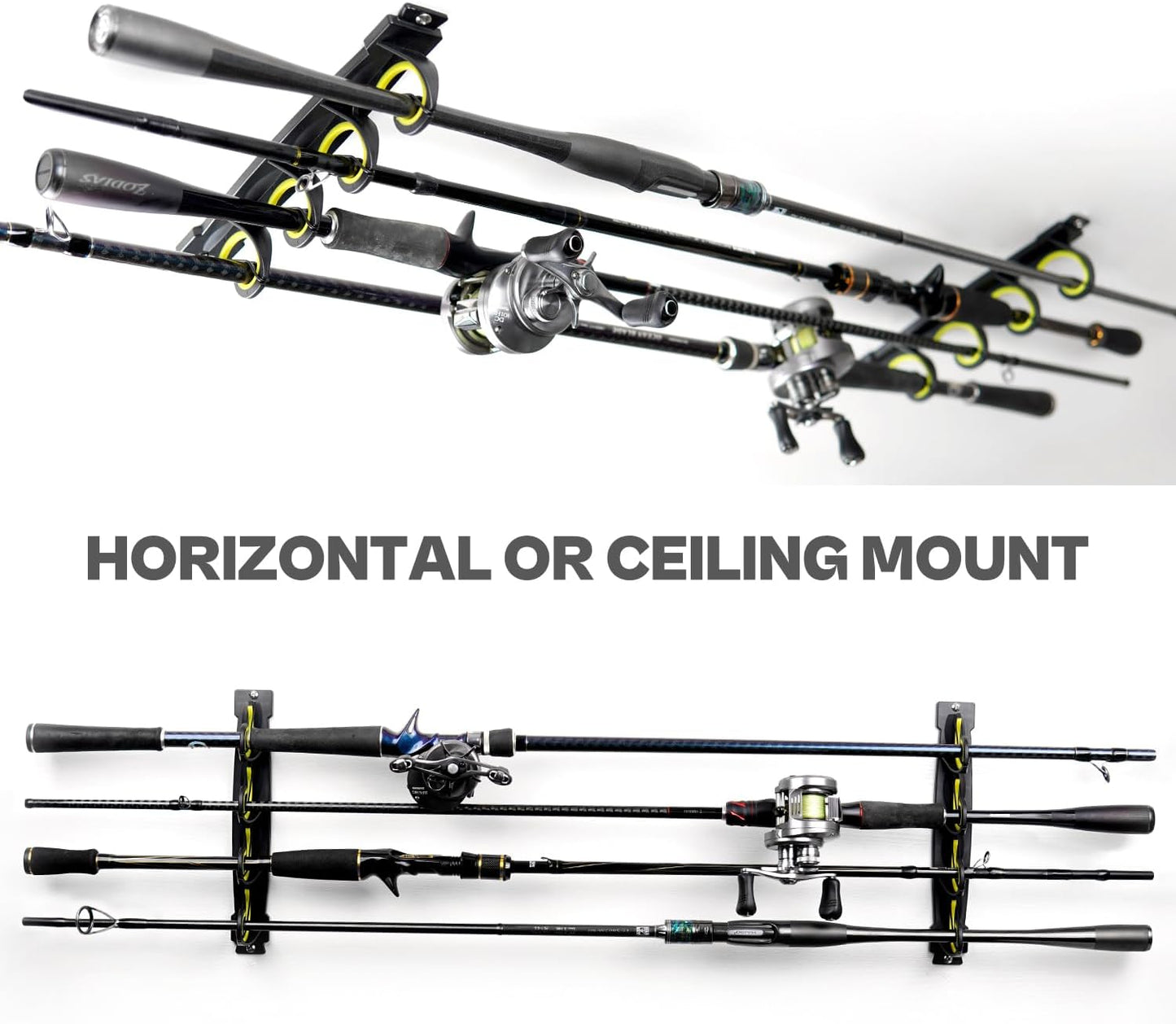 Fishing Rod Rack - Wall Mounted Rubber Coated Holders for 8/16 Poles | Garage & Vehicle Storage Solutions