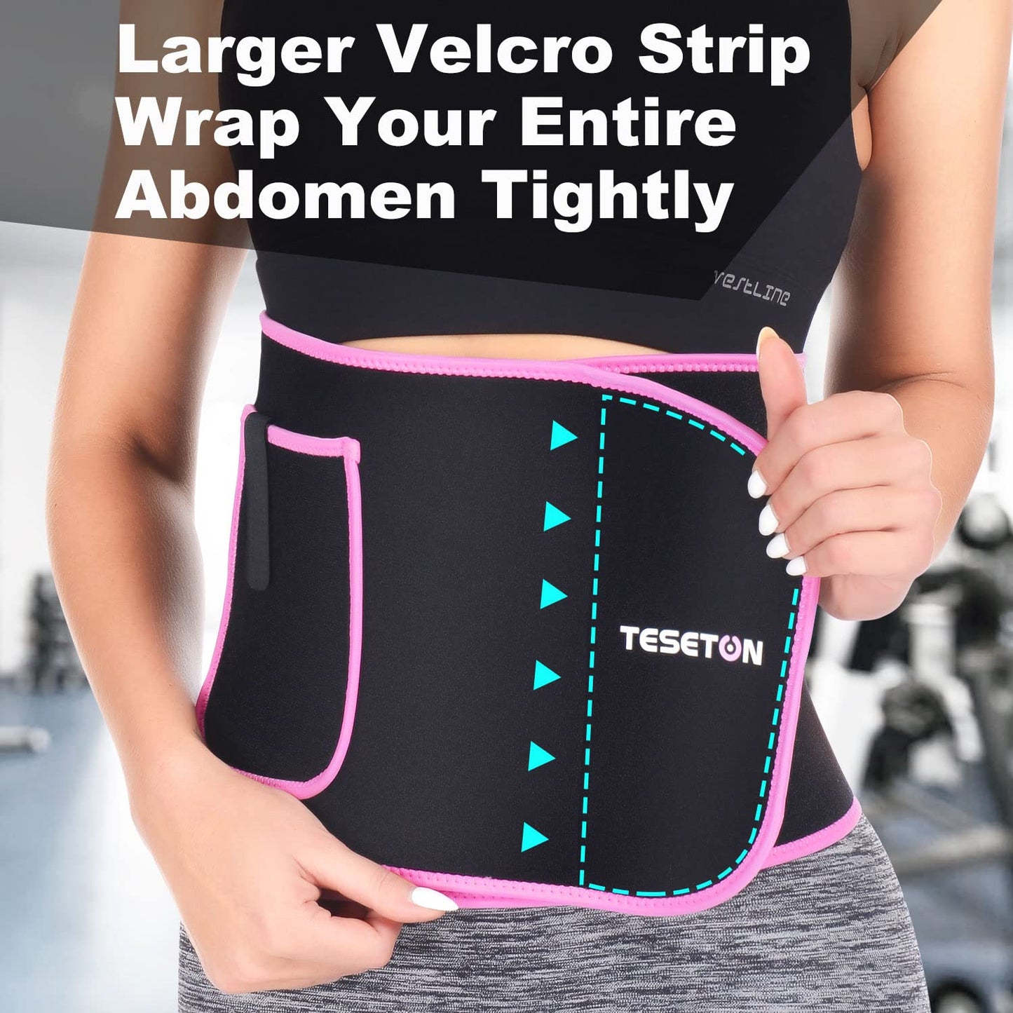 TESETON Mens Waist Trainer, Sweat Waist Trainer for Men Women, Sweat Band Blet for Lower Belt Fat, Sweat Wraps for Abdominal Home and Outdoor Workout Fitness Exercise 01 Black S