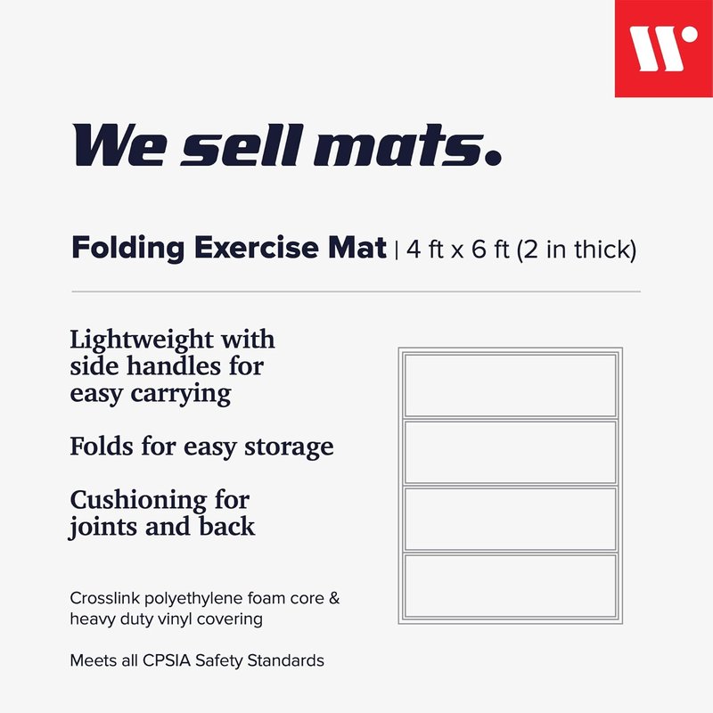Personal Fitness Exercise Mat - 4ft x 6ft x 2in, Lightweight & Foldable | Ideal for Yoga, Pilates & Home Workouts