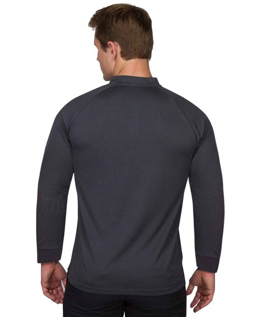 Dry Fit Long Sleeve Collarless Golf Shirts for Men - 4 Way Stretch and Moisture Wicking Golf Polo Charcoal