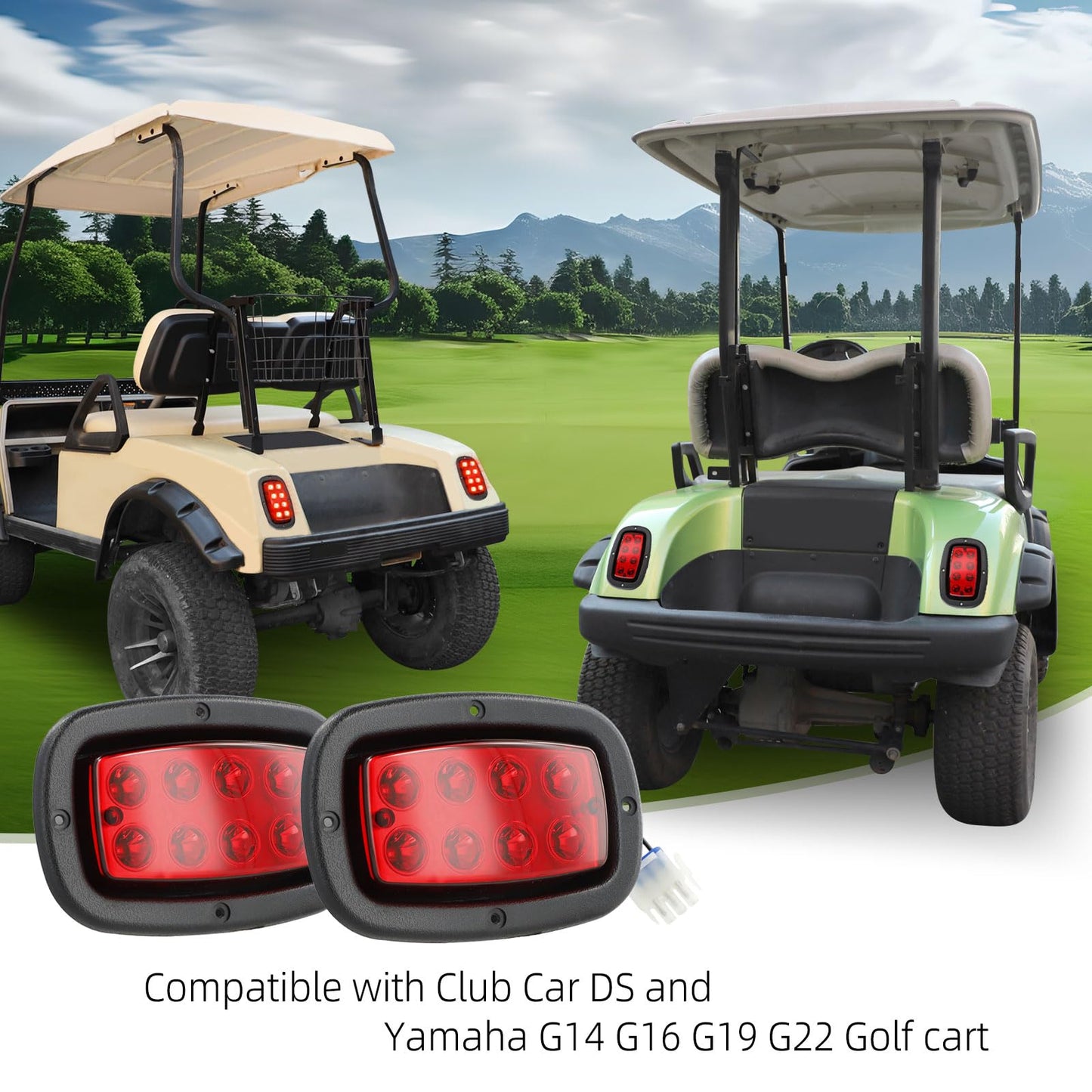 Roykaw Golf Cart Tail Lights Compatible with Club Car DS (1982-up) and Yamaha G14/G16/G19/G22 Gas and Electric Vehicles, 12 V Golf Cart LED Rear Lights Kit, OEM# 1017035