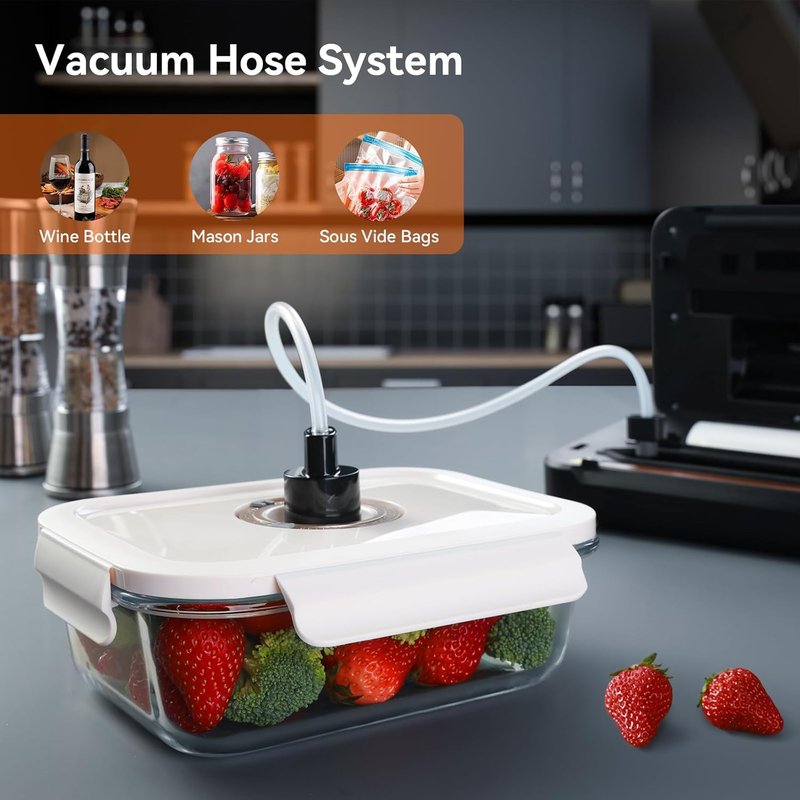 Vacuum Sealer Machine - 8-in-1 Food Sealer with Automatic Dry/Moist Modes & Built-in Cutter | Includes 2 Roll Bags & 11 Vacuum Bags