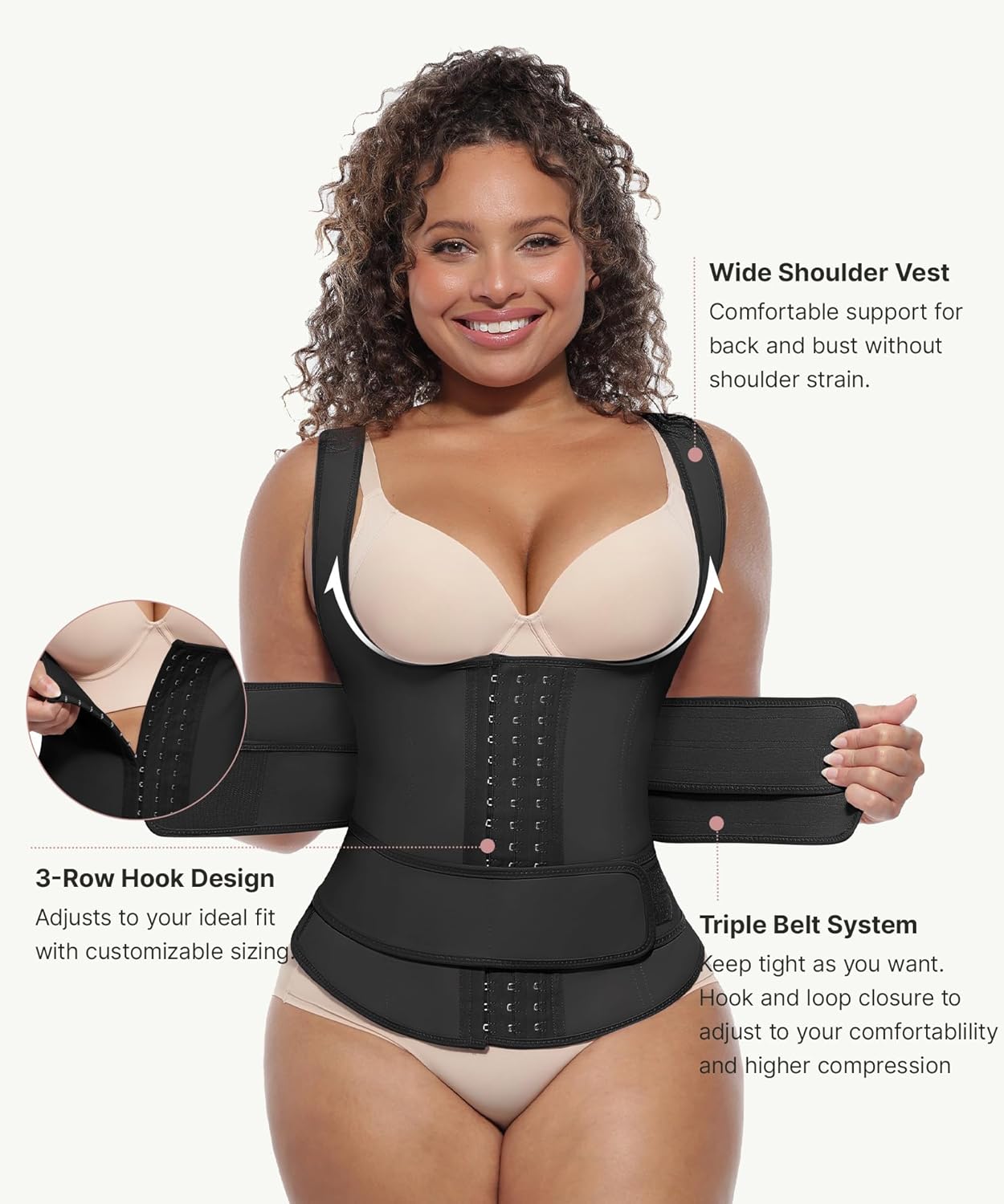 Waist Trainer for Women - Latex Waist Cincher Corset with 3 Belts & Steel Bones | Plus Size Support