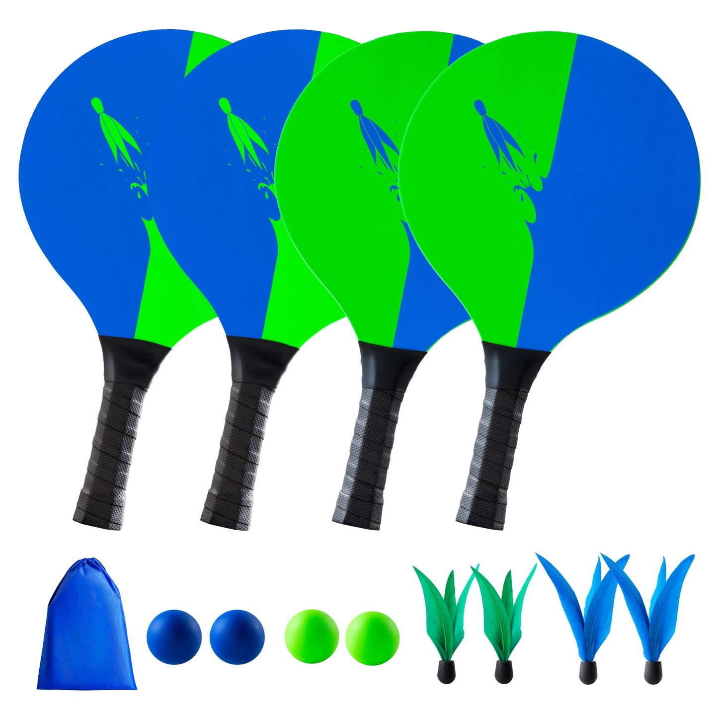 U&C Planet Beach Paddle Ball Set, Badminton Rackets, Family Outdoor Paddle Game Set for Kids and Adults, Backyard & Beach Game Park Camping Yard for Boys Girls All Ages