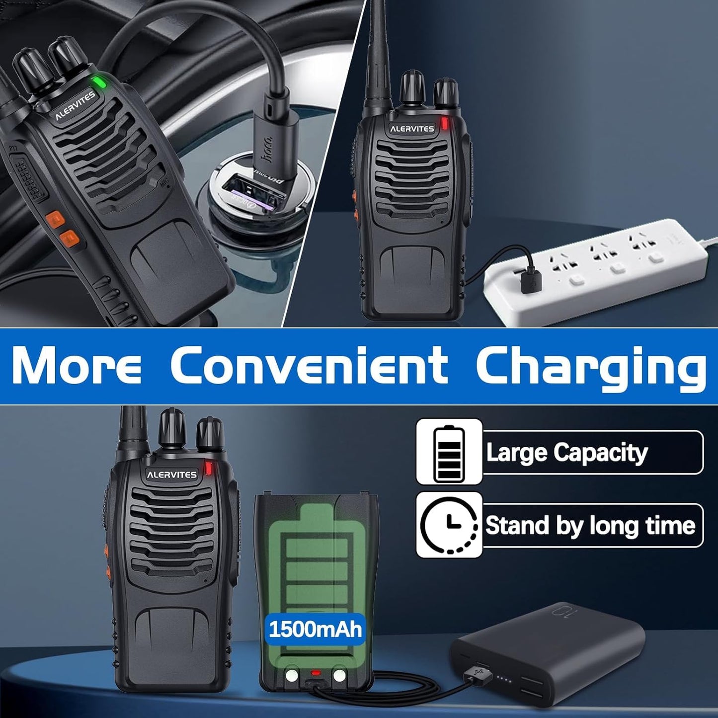 Radios Walkie Talkies Long Range for Adults,Rechargeable Walkie Talkies with Earpiece Two Way Radio 2 Way Radio Walky Talky Copy Frequency with Flashlight,USB-C Charger for Camping Hunting (2 Pack)